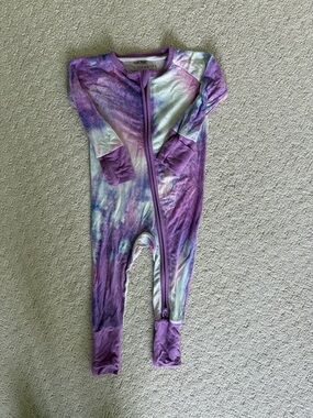 Little Sleepies Purple Tie-Dye Zippered Footie